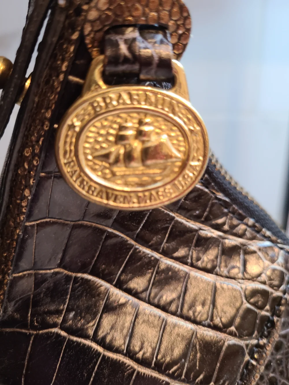 SOLD Brahmin Vintage Karissa Black Leather Shoulder Bag Fair - Picture 3 of 17